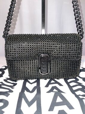 Marc Jacobs The Rhinestone J Marc Mini Shoulder Bag Black